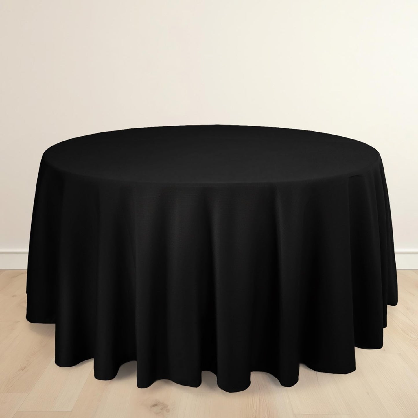 Scuba Round 120" Tablecloth Black - Wrinkle Free & Stain Resistant Seamless Table Cover for Weddings & Events