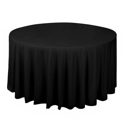 Scuba Round 120" Tablecloth Black - Wrinkle Free & Stain Resistant Seamless Table Cover for Weddings & Events