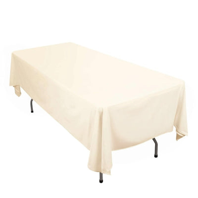 Scuba Rectangular 60"x102" Tablecloth Beige - Wrinkle Free & Stain Resistant Table Cover