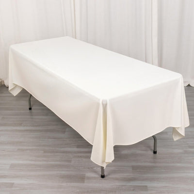 Scuba Rectangular 60"x102" Tablecloth Ivory - Wrinkle Free & Stain Resistant Table Cover