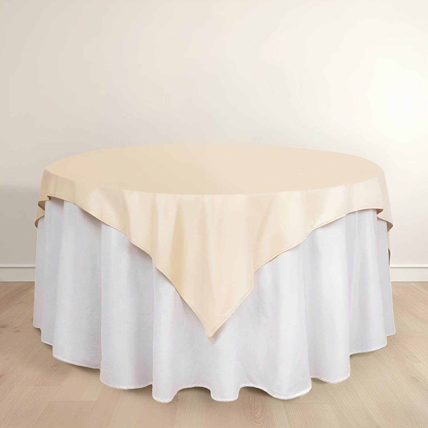 Scuba 70"x70" Table Overlay Square Tablecloth Beige - Wrinkle Free & Stain Resistant Table Cover