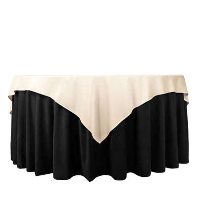 Scuba 70"x70" Table Overlay Square Tablecloth Beige - Wrinkle Free & Stain Resistant Table Cover