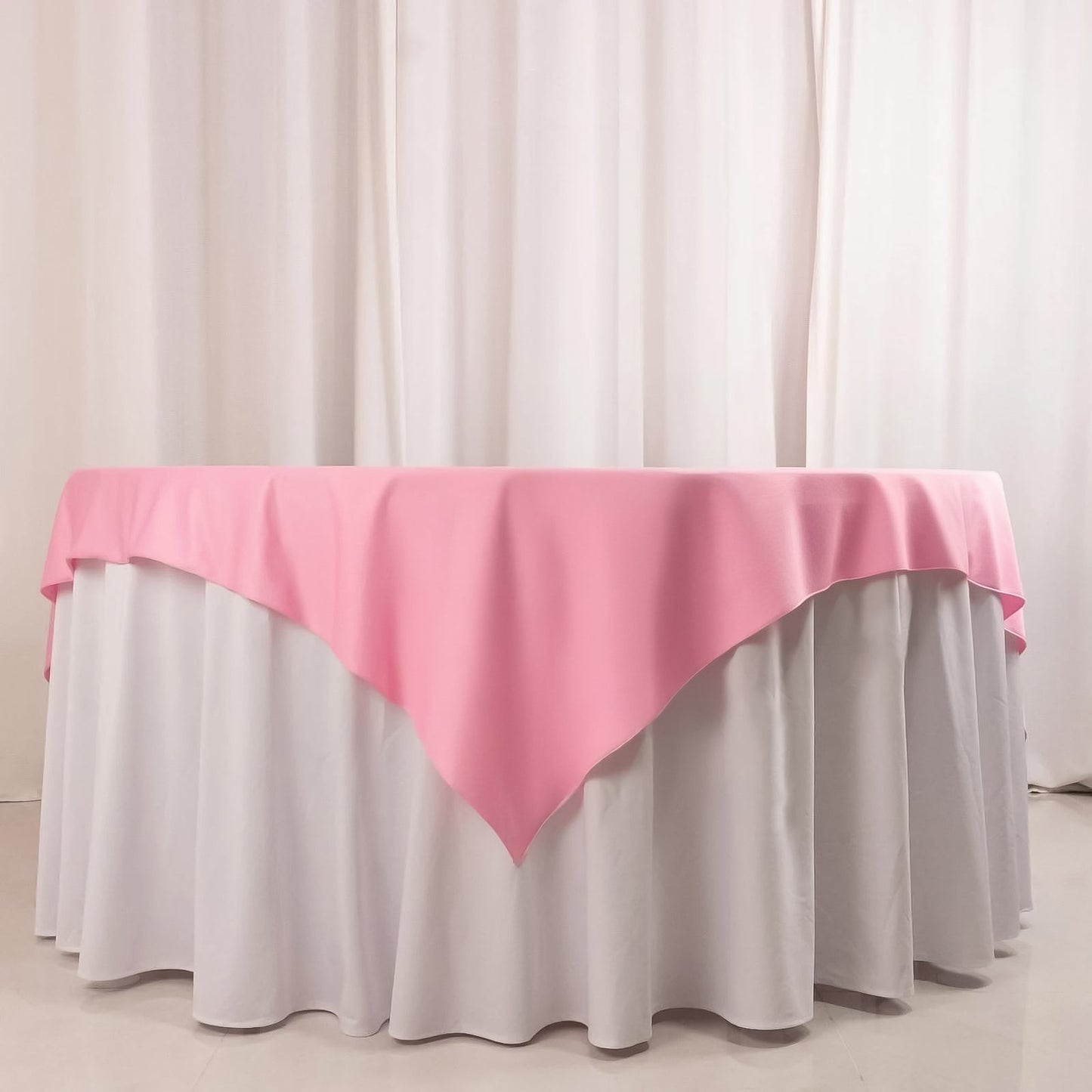 Scuba 70"x70" Table Overlay Square Tablecloth Pink - Wrinkle Free & Stain Resistant Table Cover