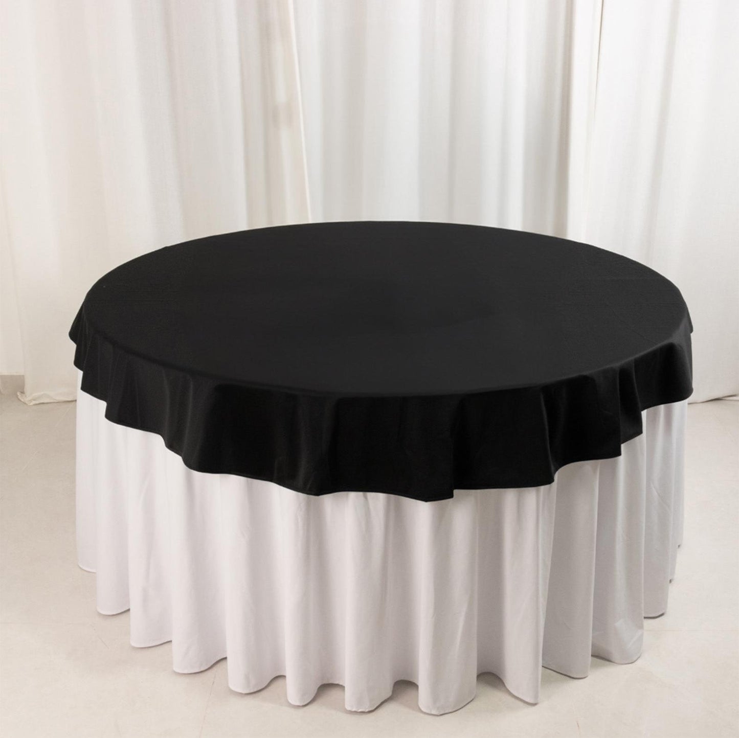 Scuba Round 70" Tablecloth Black - Wrinkle Free & Stain Resistant Table Cover for Weddings and Banquets