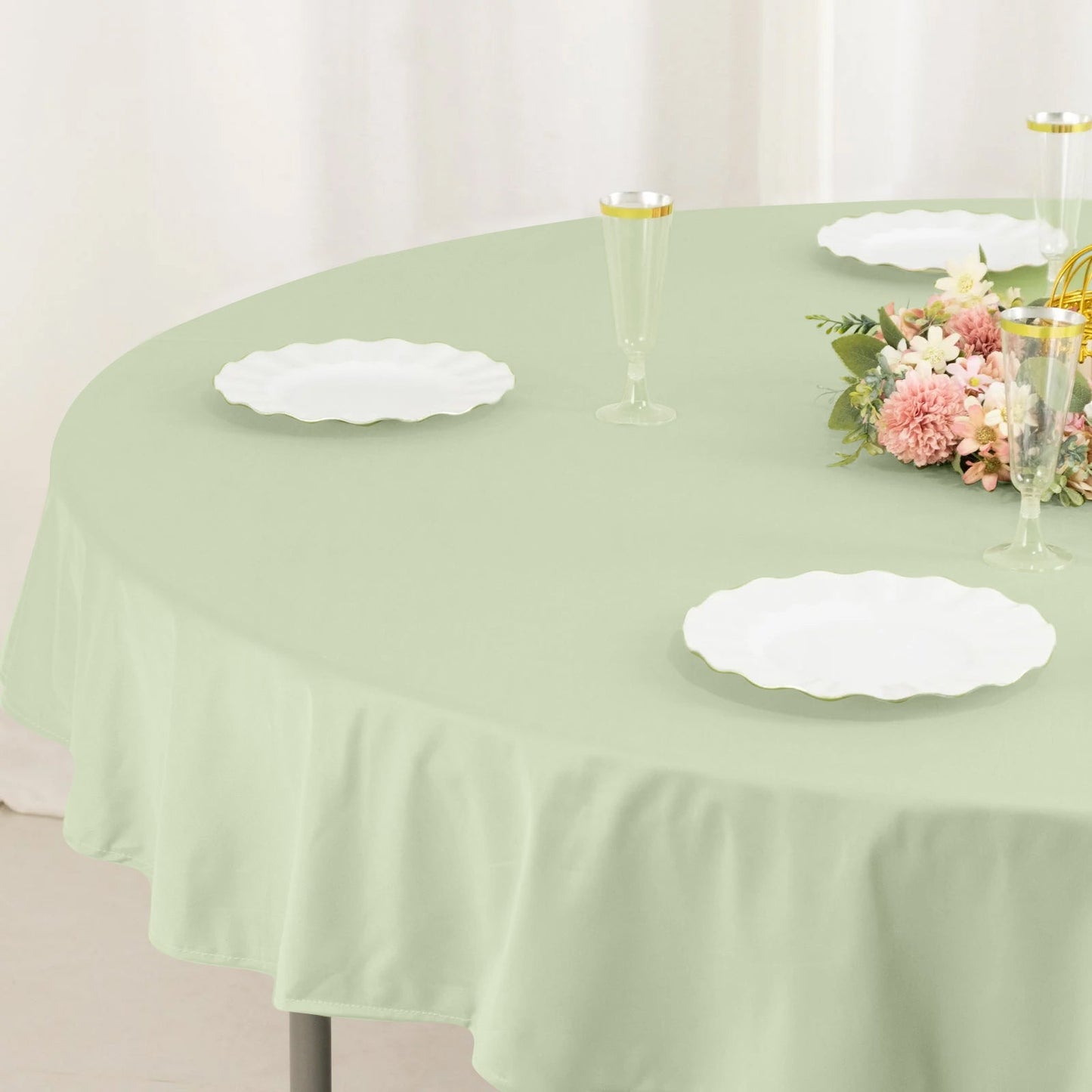 Scuba Round 70" Tablecloth Sage Green - Wrinkle Free & Stain Resistant Table Cover