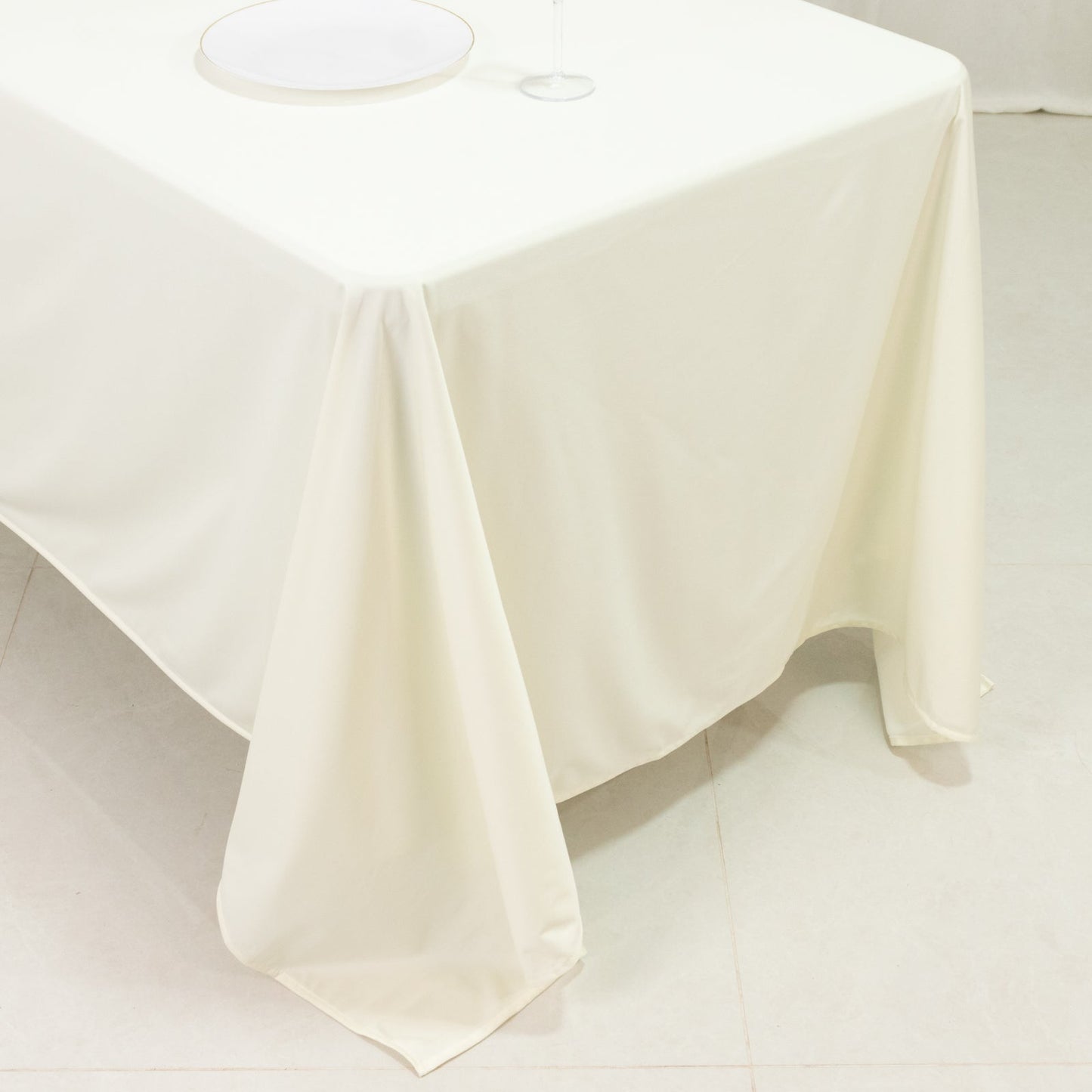 Scuba Rectangular 72"x120" Tablecloth Ivory - Wrinkle Free & Stain Resistant Table Cover