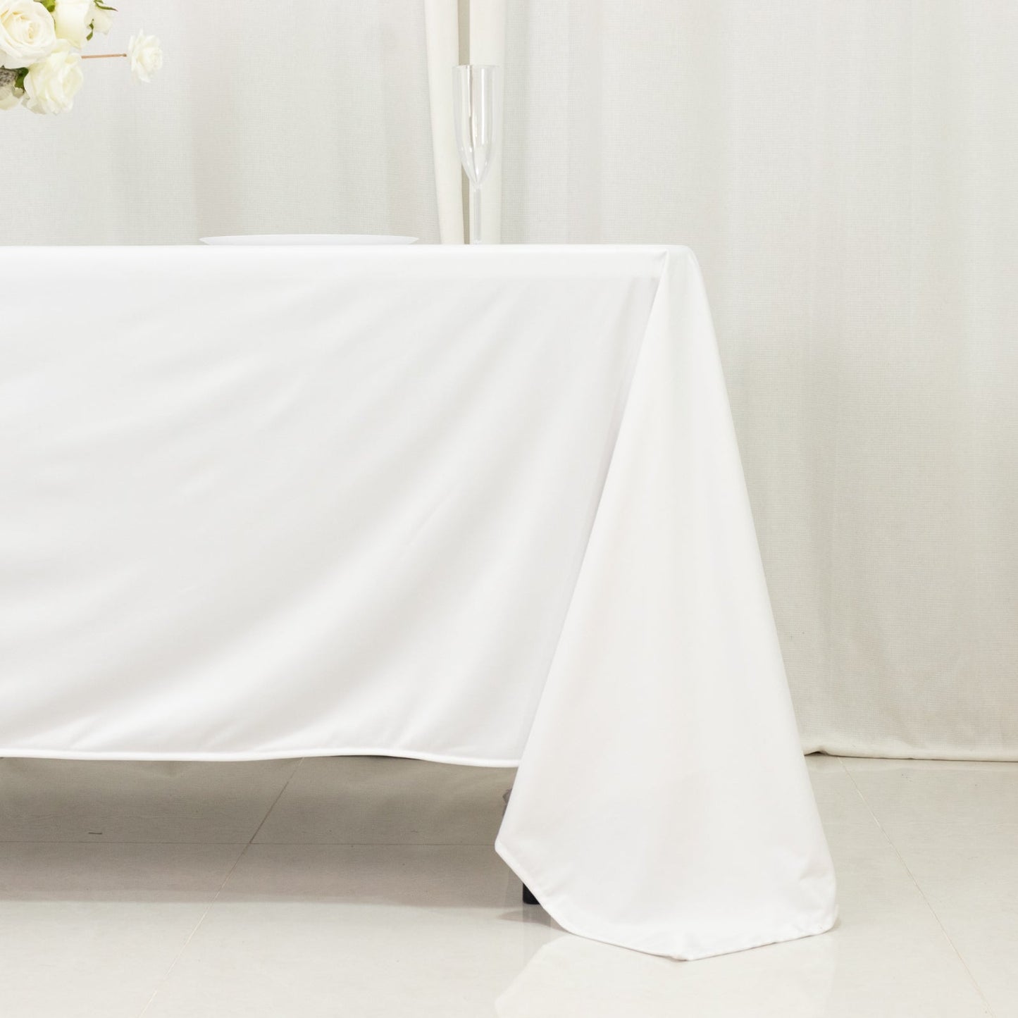 Scuba Rectangular 72"x120" Tablecloth White - Wrinkle Free & Stain Resistant Table Cover