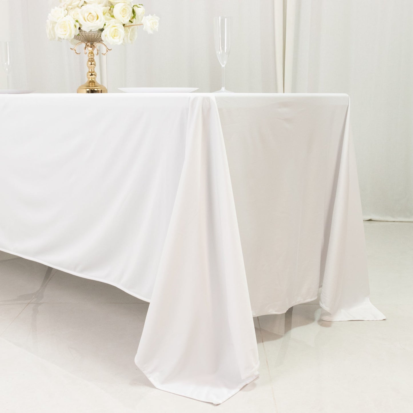 Scuba Rectangular 72"x120" Tablecloth White - Wrinkle Free & Stain Resistant Table Cover