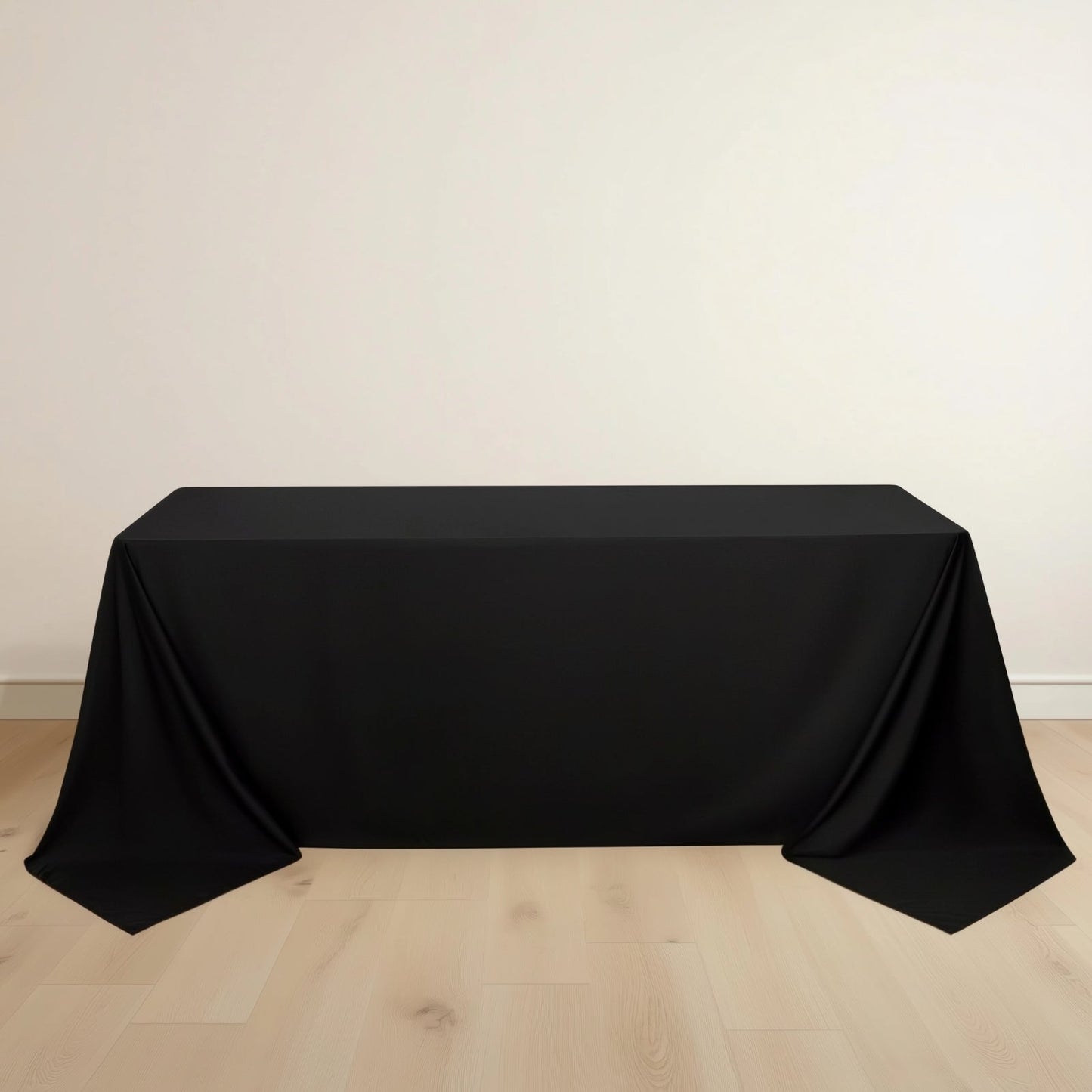 Scuba Rectangular 90"x132" Tablecloth Black - Wrinkle Free, Stain Resistant & Seamless Table Cover for Weddings and Parties