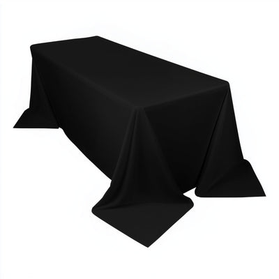 Scuba Rectangular 90"x132" Tablecloth Black - Wrinkle Free, Stain Resistant & Seamless Table Cover for Weddings and Parties