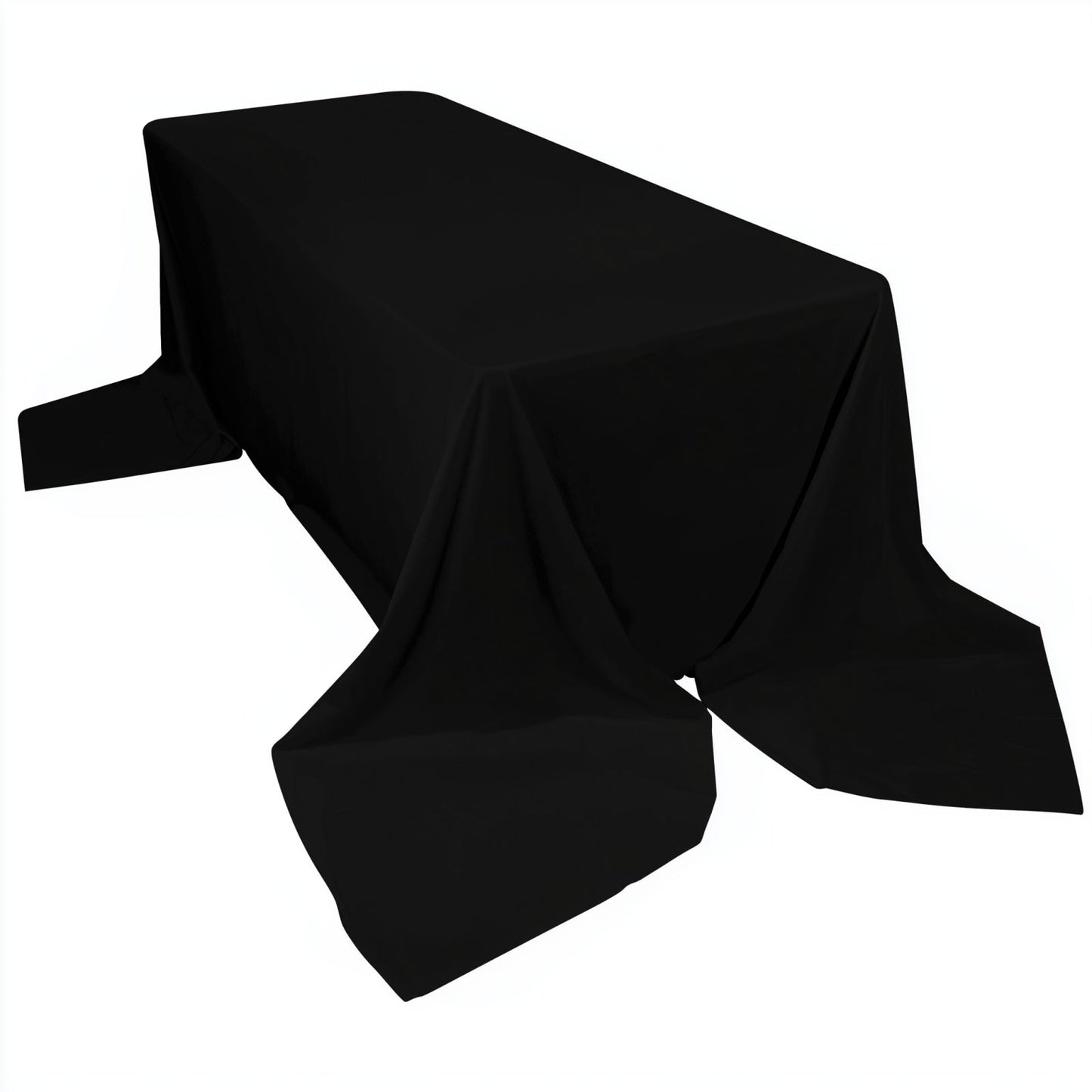 Scuba Rectangular 90"x156" Tablecloth Black - Wrinkle Free, Stain Resistant & Seamless Table Cover for Weddings and Parties