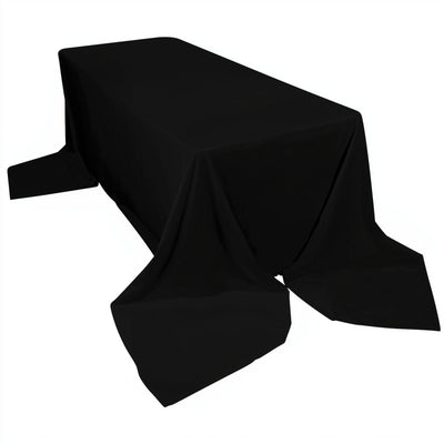 Scuba Rectangular 90"x156" Tablecloth Black - Wrinkle Free, Stain Resistant & Seamless Table Cover for Weddings and Parties
