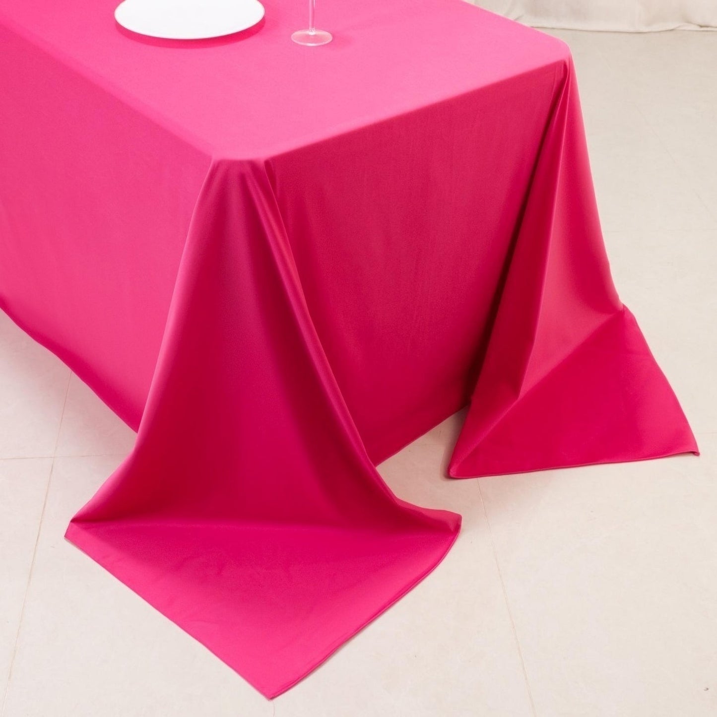 Scuba Rectangular 90"x156" Tablecloth Fuchsia - Wrinkle Free, Stain Resistant & Seamless Table Cover