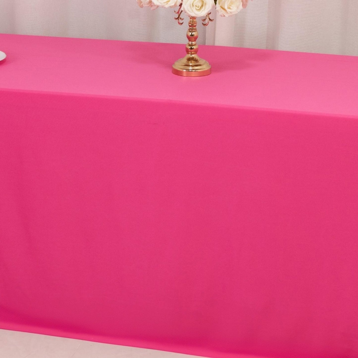 Scuba Rectangular 90"x156" Tablecloth Fuchsia - Wrinkle Free, Stain Resistant & Seamless Table Cover
