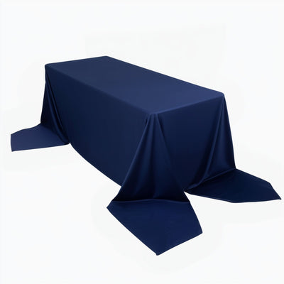 Scuba Rectangular 90"x156" Tablecloth Navy Blue - Wrinkle Free, Stain Resistant & Seamless Table Cover