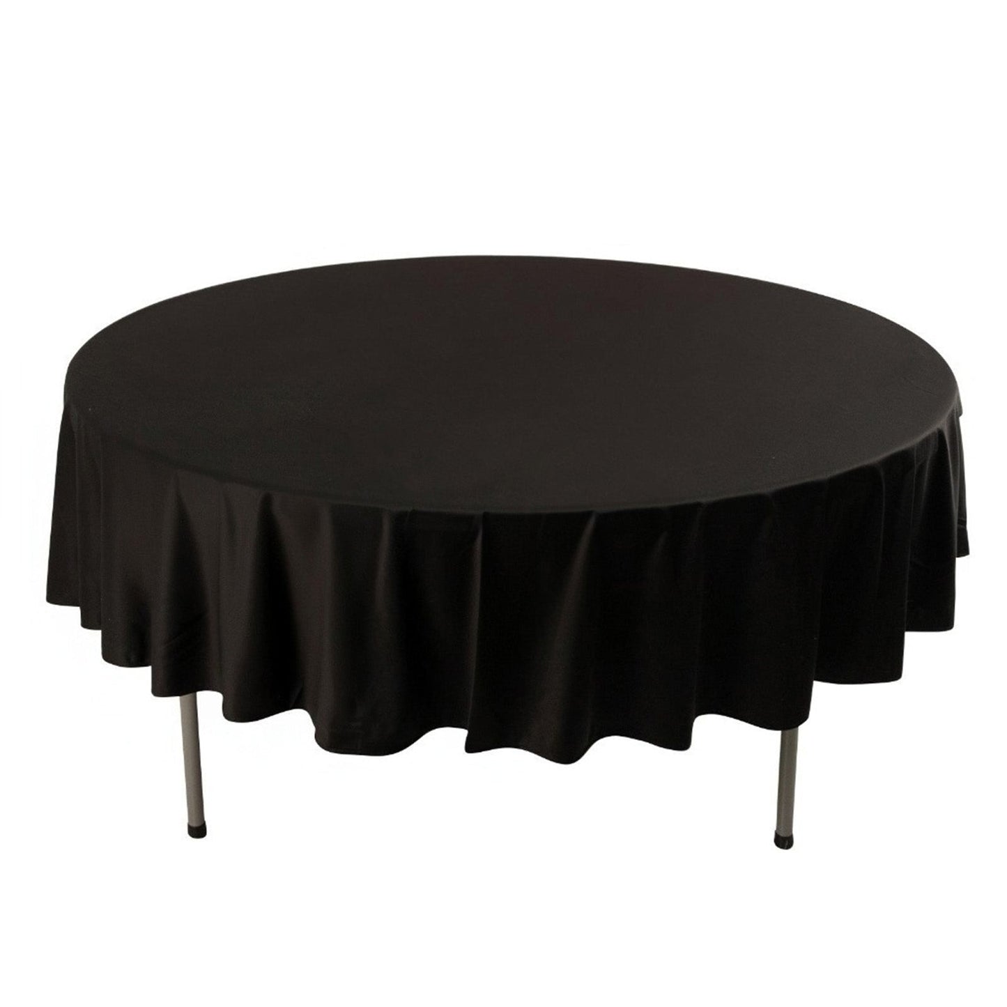 Scuba Round 90" Tablecloth Black - Wrinkle Free & Stain Resistant Table Cover for Weddings and Banquets