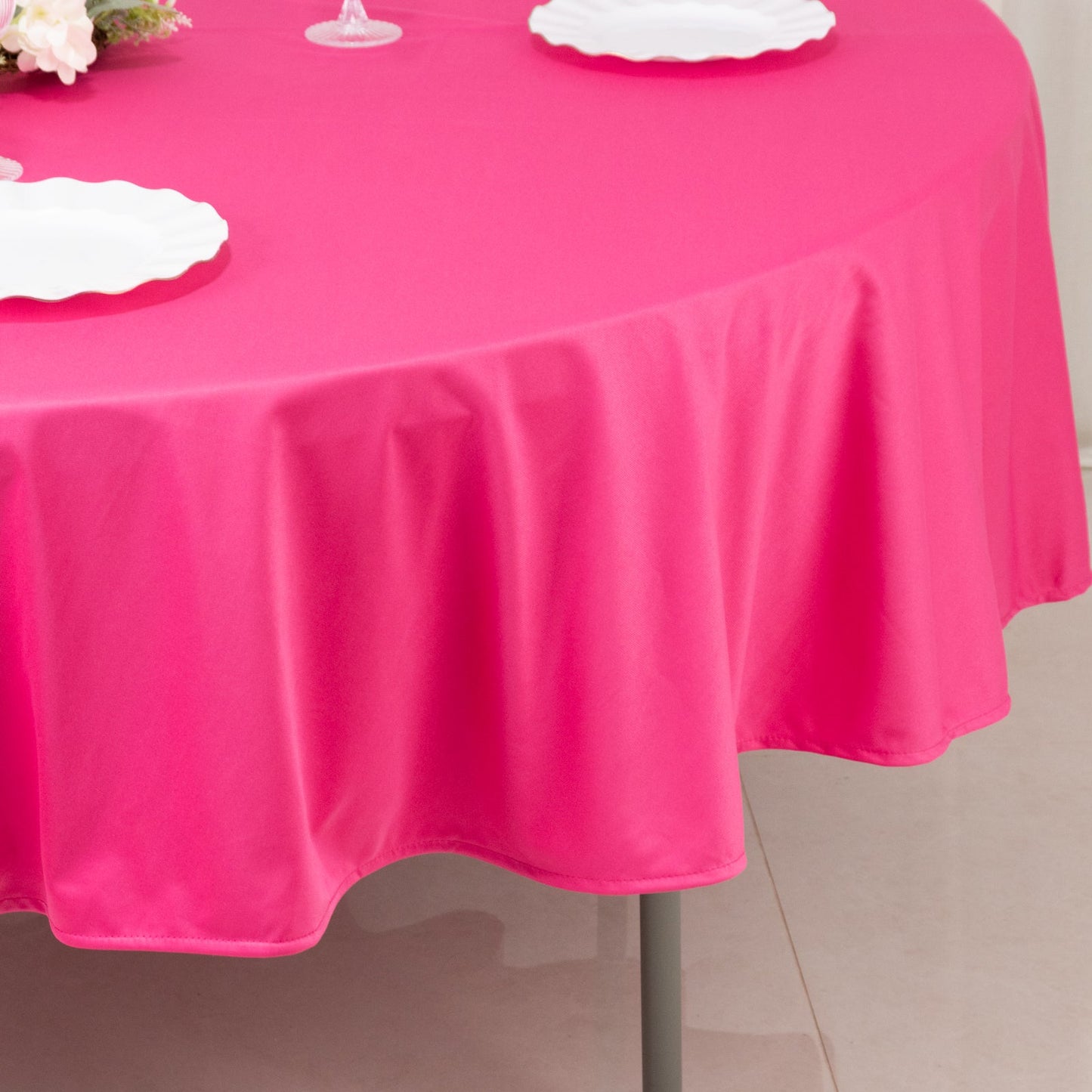 Scuba Round 90" Tablecloth Fuchsia - Wrinkle Free & Stain Resistant Table Cover