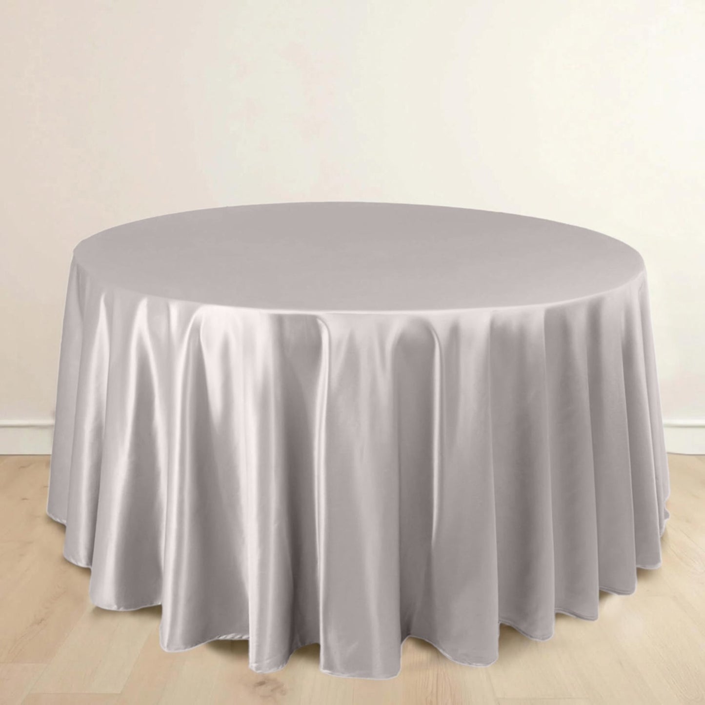 Scuba Round 120" Tablecloth Shimmering Silver - Wrinkle Free, Stain Resistant & Seamless Table Cover