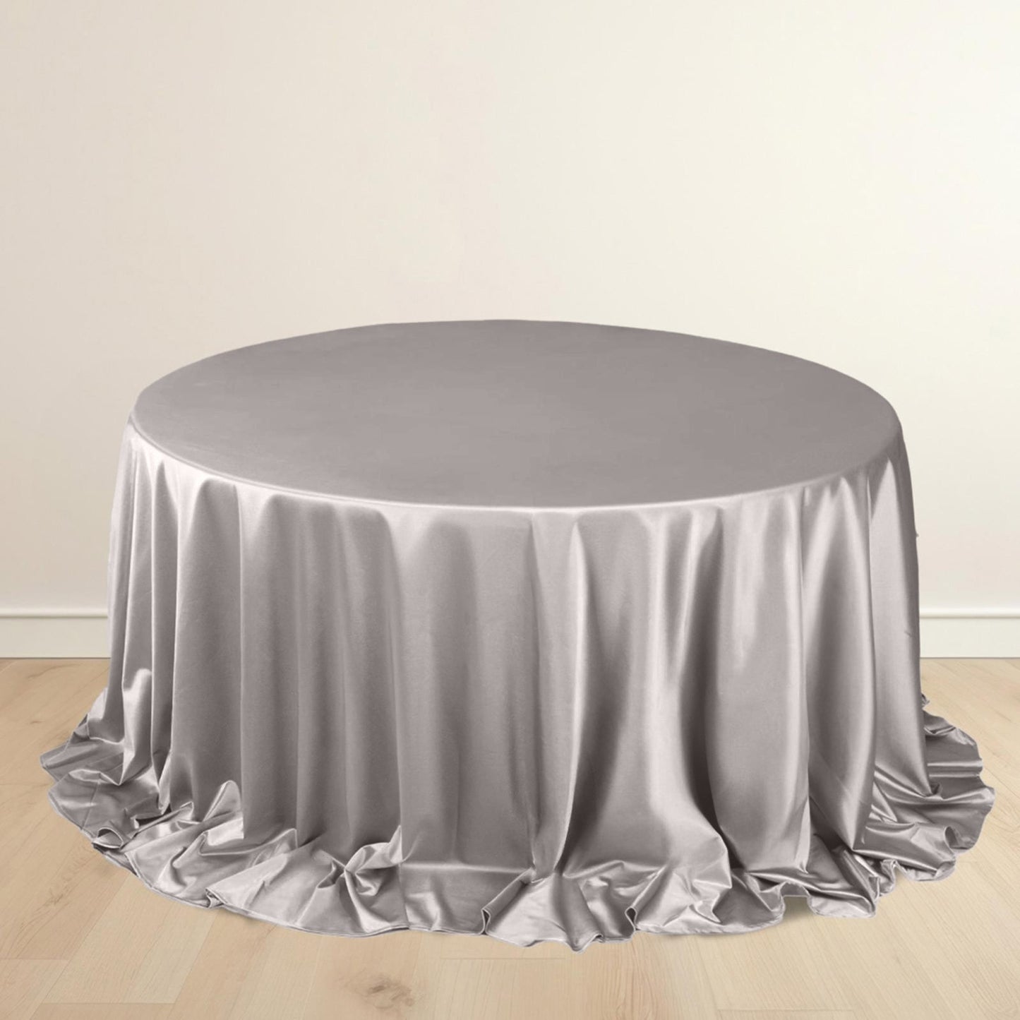 Scuba Round 132" Tablecloth Shimmering Silver - Wrinkle Free, Stain Resistant & Seamless Table Cover