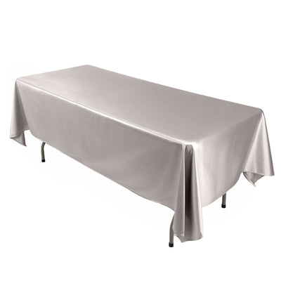 Scuba Rectangular 60"x102" Tablecloth Shimmering Silver - Wrinkle Free & Stain Resistant Table Cover