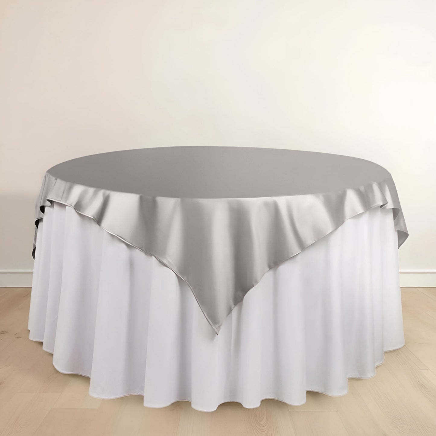 Scuba 70"x70" Table Overlay Square Tablecloth Shimmer Silver - Wrinkle Free & Stain Resistant Table Cover