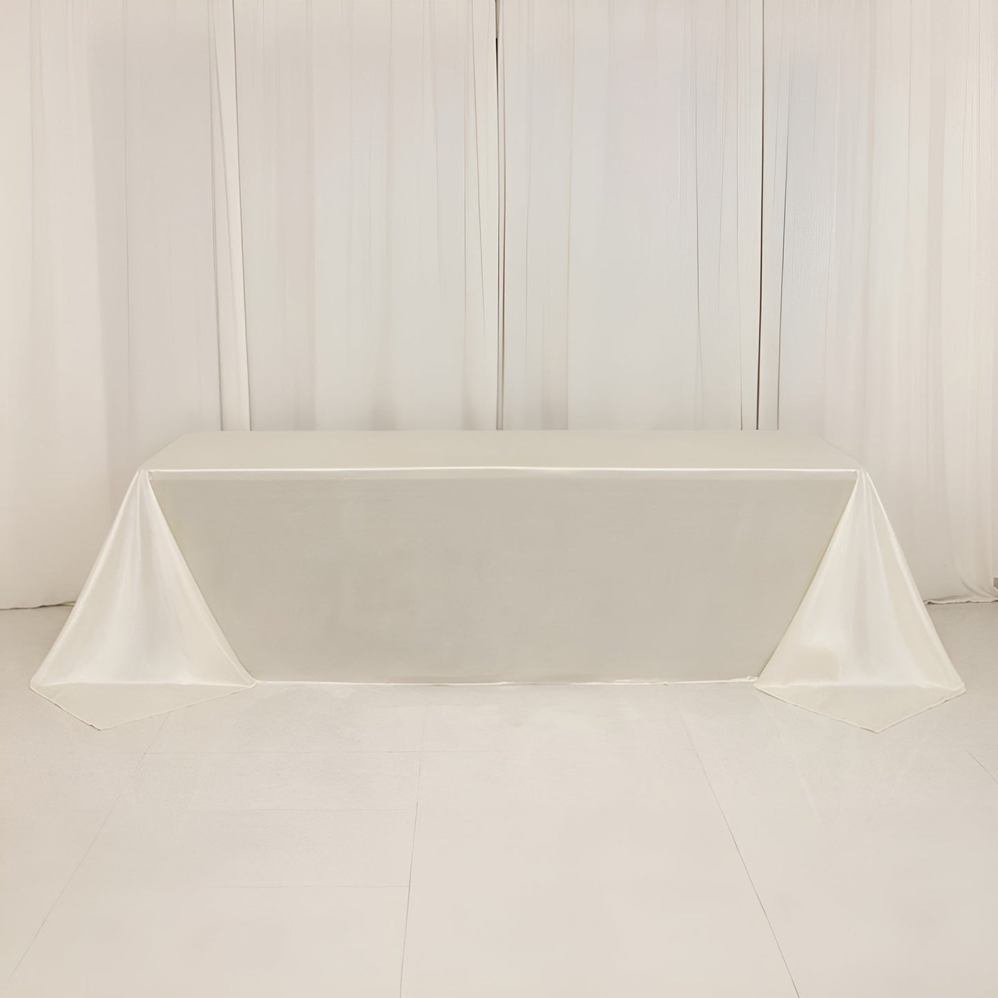 Scuba Rectangular 90"x156" Tablecloth Shimmering Pearl White - Wrinkle Free & Stain Resistant Seamless Table Cover