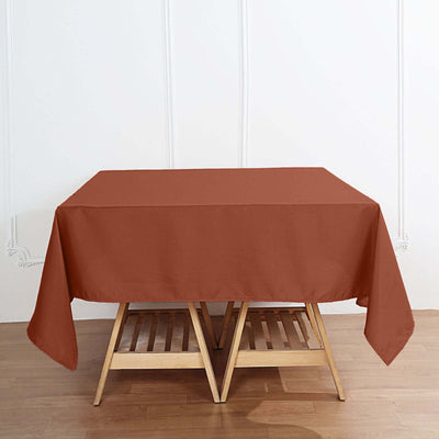 Polyester Square 70"x70" Tablecloth Terracotta (Rust) - Wrinkle-Resistant & Durable Table Cover