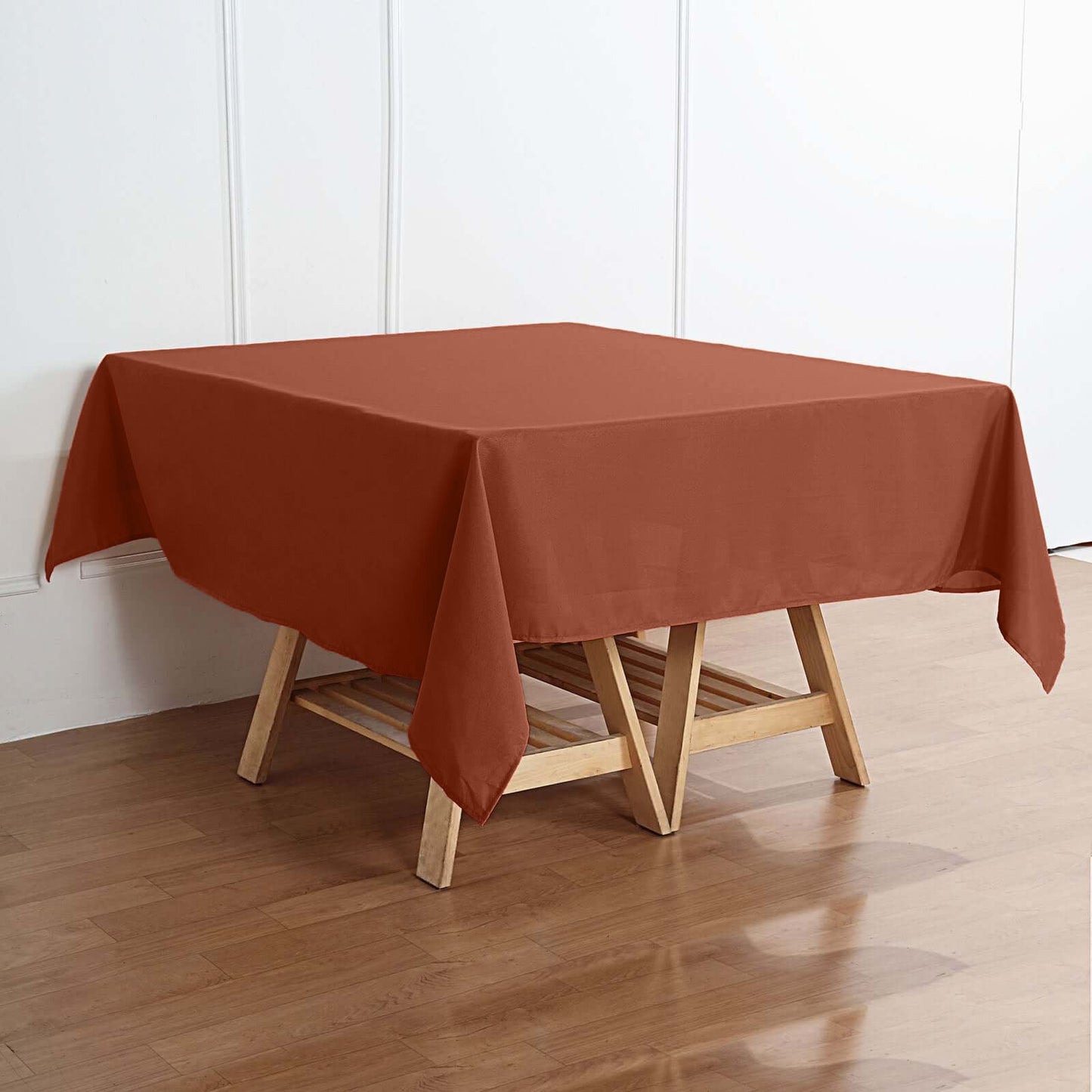 Polyester Square 70"x70" Tablecloth Terracotta (Rust) - Wrinkle-Resistant & Durable Table Cover