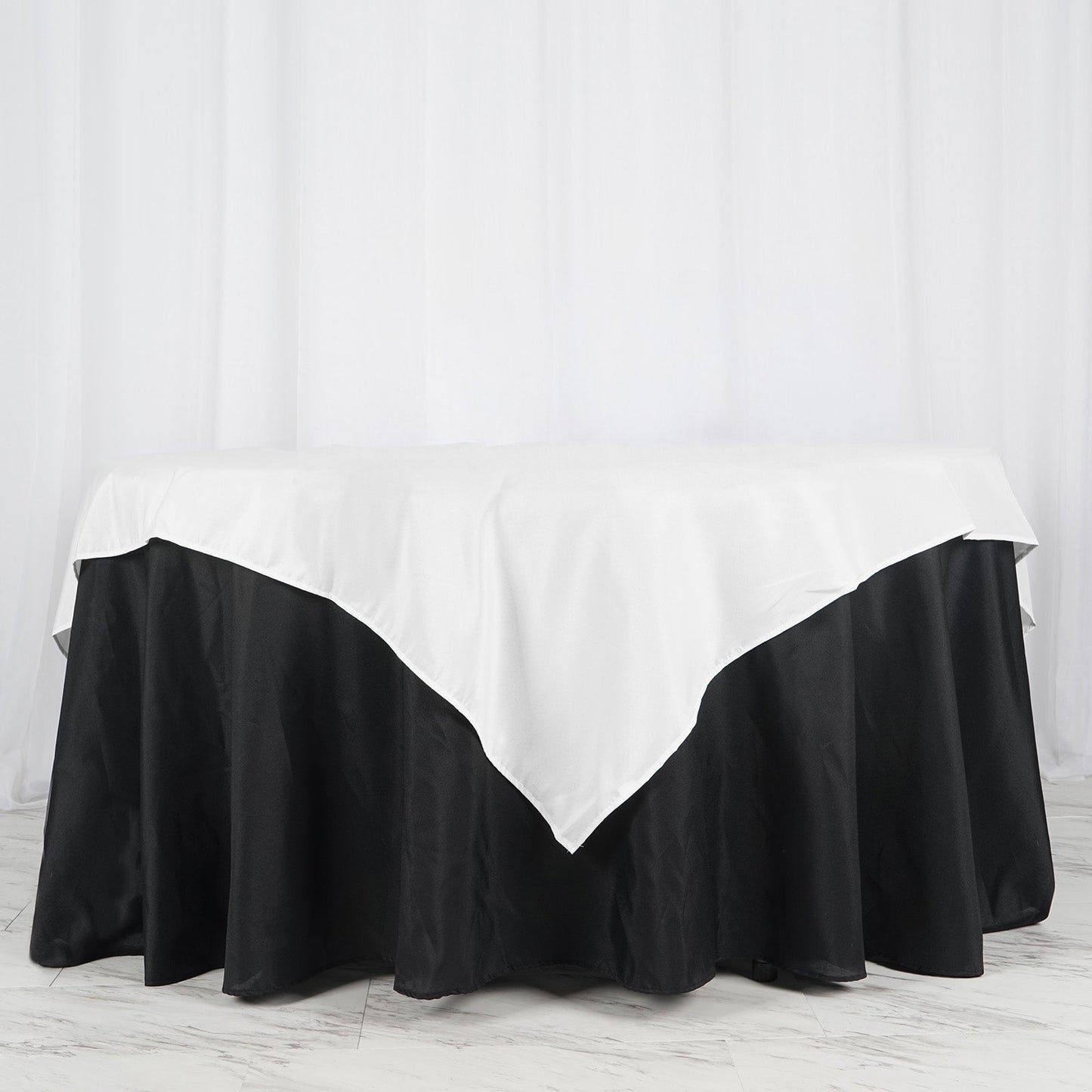 Polyester 70"x70" Table Overlay Square Tablecloth White - Wrinkle-Resistant & Durable Table Cover for Events