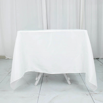 Premium Polyester Square Tablecloth 70"x70" White 220GSM Wrinkle-Resistant Table Cover for Stylish Gatherings