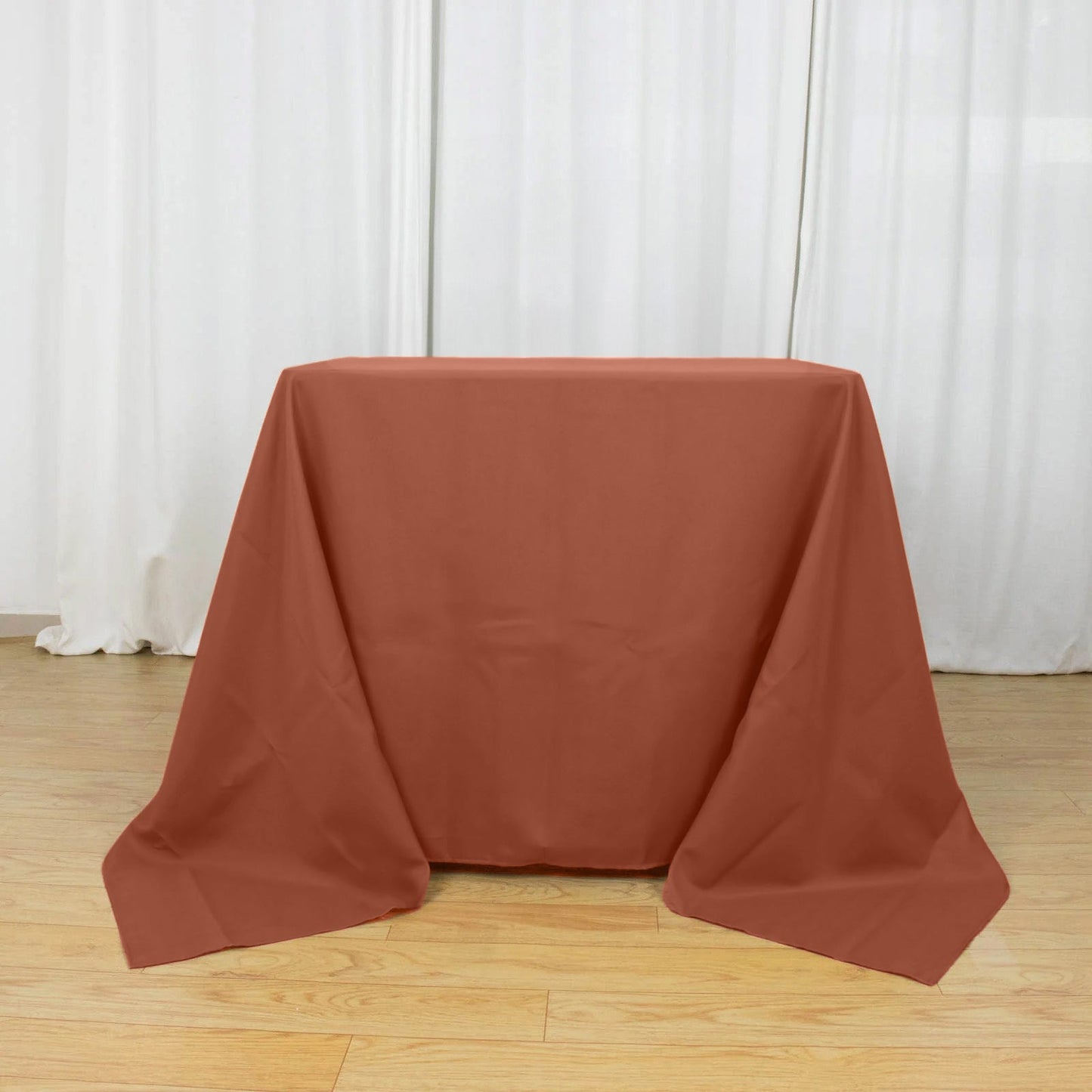 Polyester Square 90"x90" Tablecloth Terracotta (Rust) - Wrinkle-Resistant & Durable Table Cover
