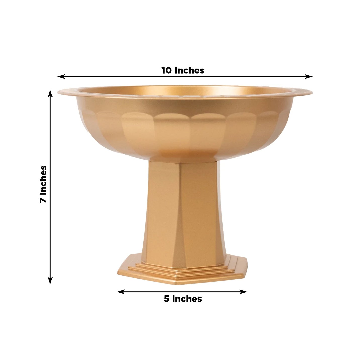 3 Pack Gold Roman Footed Compote Vases, 10"x7" Plastic Pedestal Flower Bowls for Table Centerpieces & Floral Displays