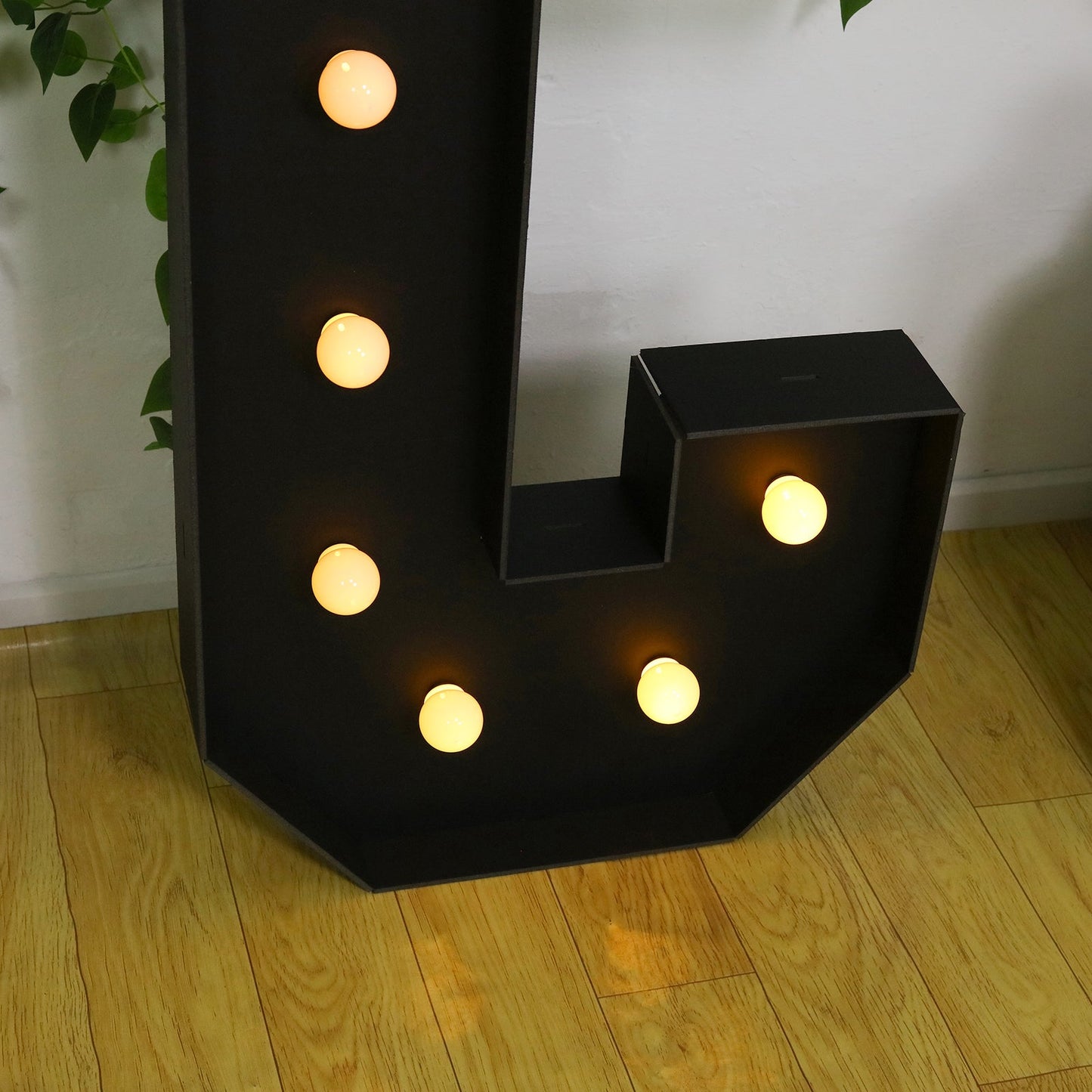 Giant LED Marquee Light Up Letter "C", Black 4ft Pre-Cut Foam Board with 10 Warm White Battery Operated LEDs, Glue Gun and Sticks