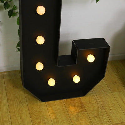 Giant LED Marquee Light Up Letter "C", Black 4ft Pre-Cut Foam Board with 10 Warm White Battery Operated LEDs, Glue Gun and Sticks