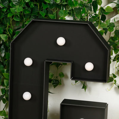 Giant LED Marquee Light Up Letter "G", Black 4ft Pre-Cut Foam Board with 10 Warm White Battery Operated LEDs, Glue Gun and Sticks