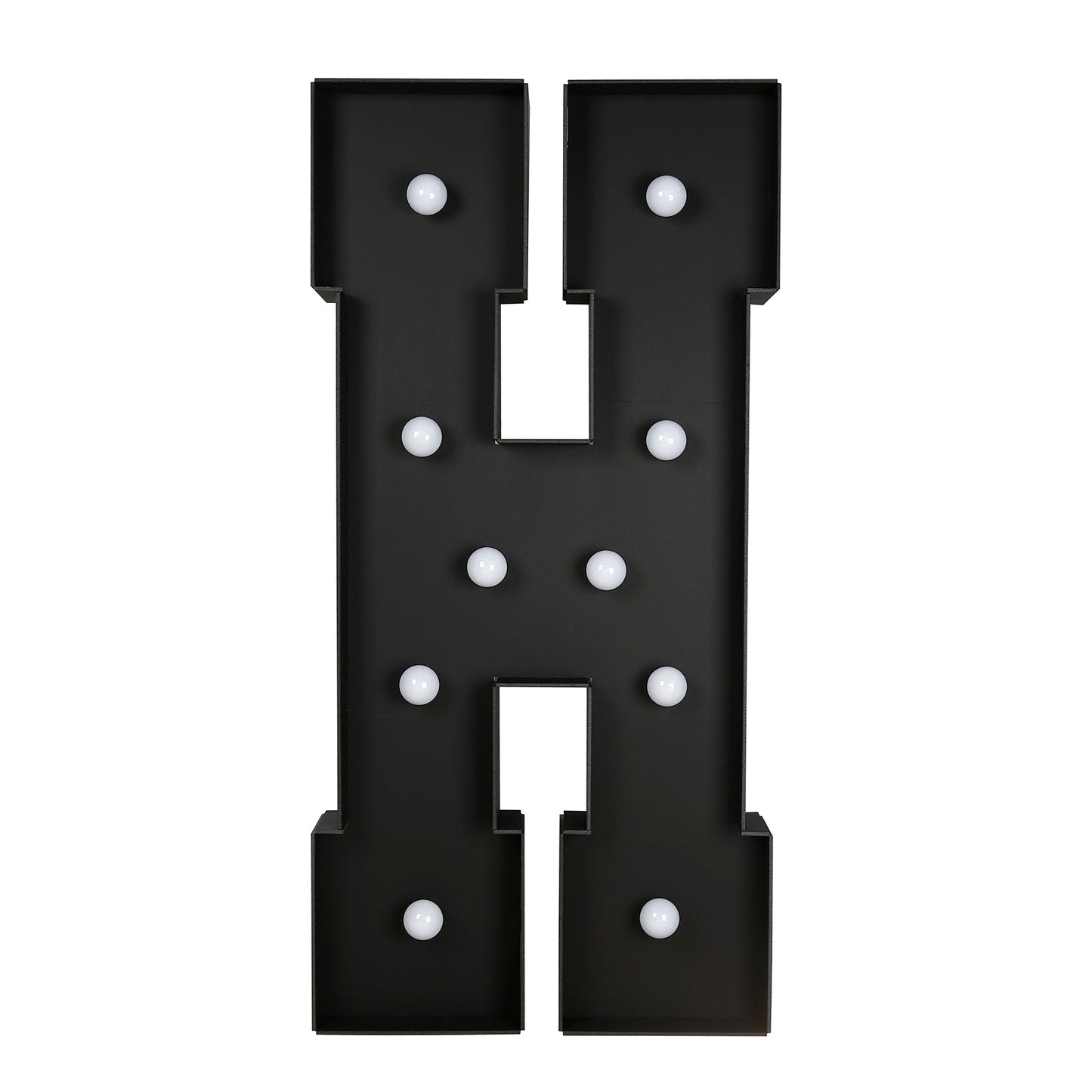 Giant LED Marquee Light Up Letter "H", Black 4ft Pre-Cut Foam Board with 10 Warm White Battery Operated LEDs, Glue Gun and Sticks