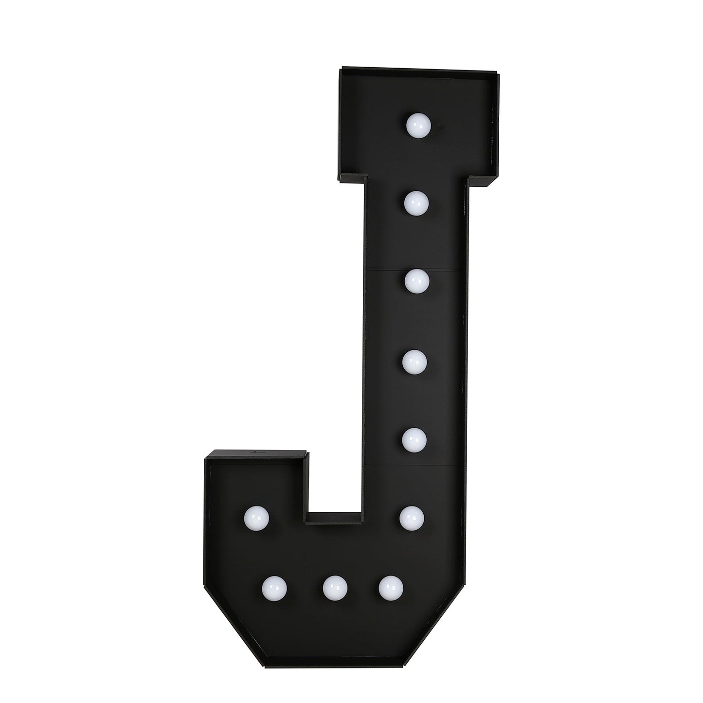 Giant LED Marquee Light Up Letter "J", Black 4ft Pre-Cut Foam Board with 10 Warm White Battery Operated LEDs, Glue Gun and Sticks