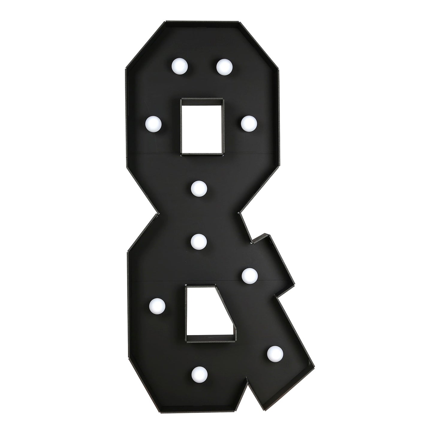 Giant LED Marquee Light Up Symbol "&", Black 4ft Pre-Cut Foam Board with 10 Warm White Battery Operated LEDs, Glue Gun and Sticks