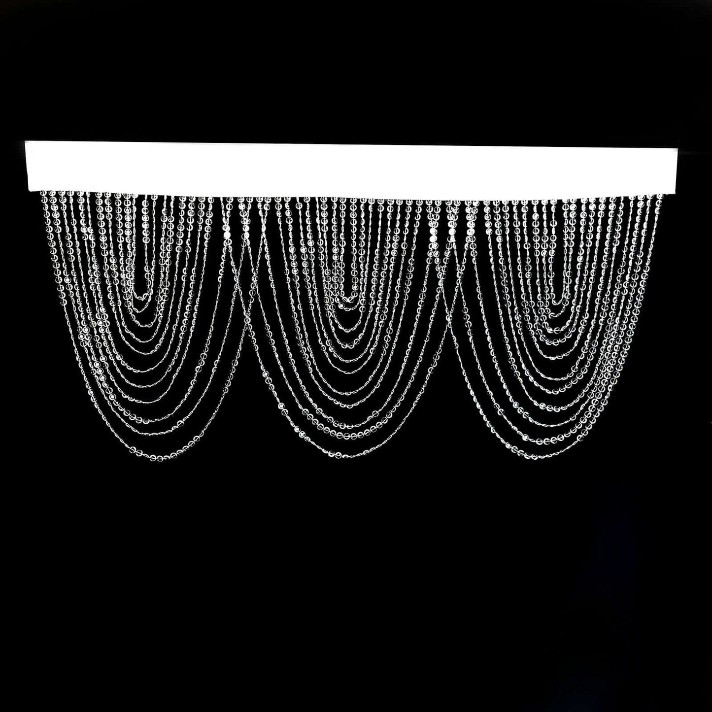 2 Pack Acrylic Crystal Beaded Curtain Valance with Polyester Rod Pocket, 23"x42" Triple Swag Diamond Cut Doorway Curtains