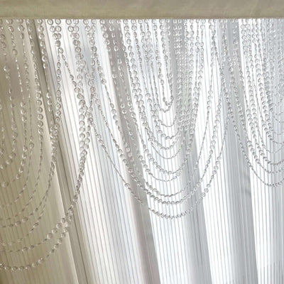 2 Pack Acrylic Crystal Beaded Curtain Valance with Polyester Rod Pocket, 23"x42" Triple Swag Diamond Cut Doorway Curtains