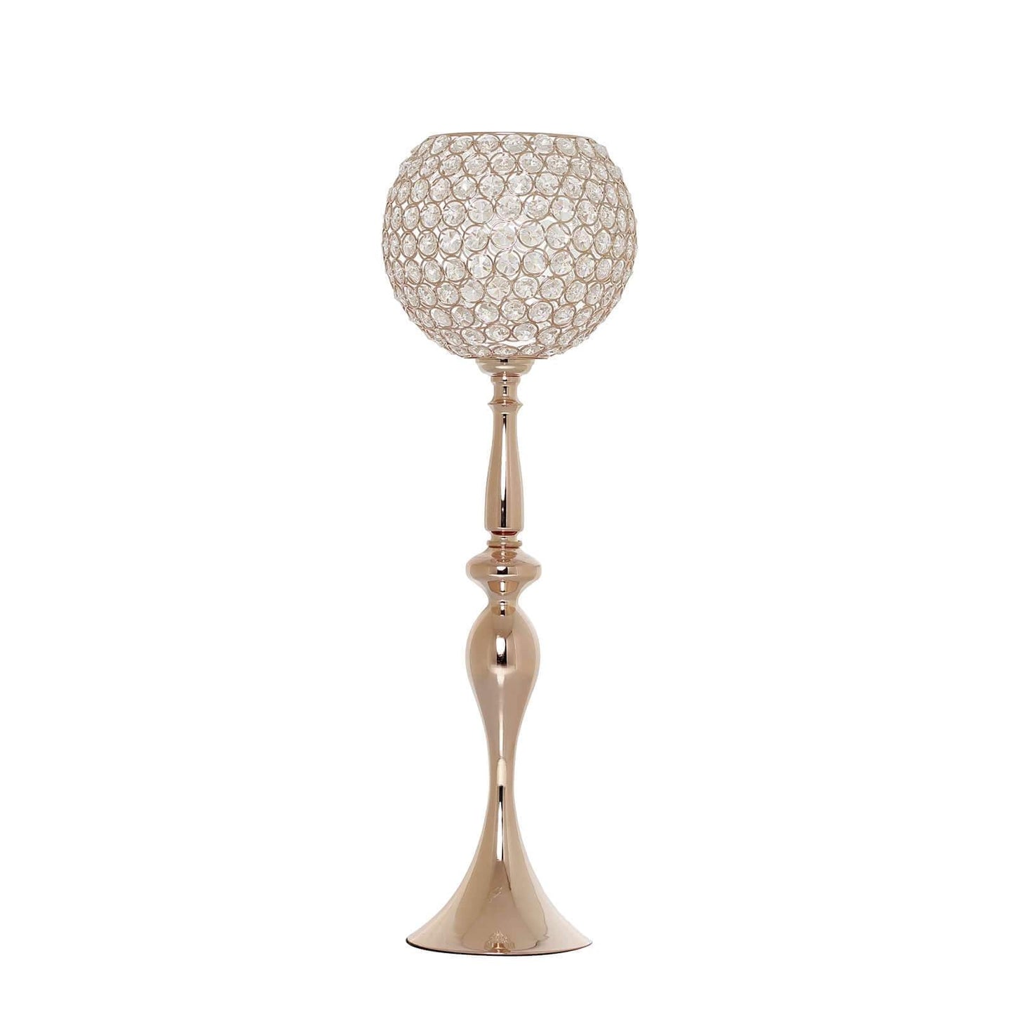 Acrylic Crystal Beaded Goblet Candle Holder Gold - Exquisite Flower Ball Centerpiece Stand for High - End Event Styling 30" - Linen Luxes