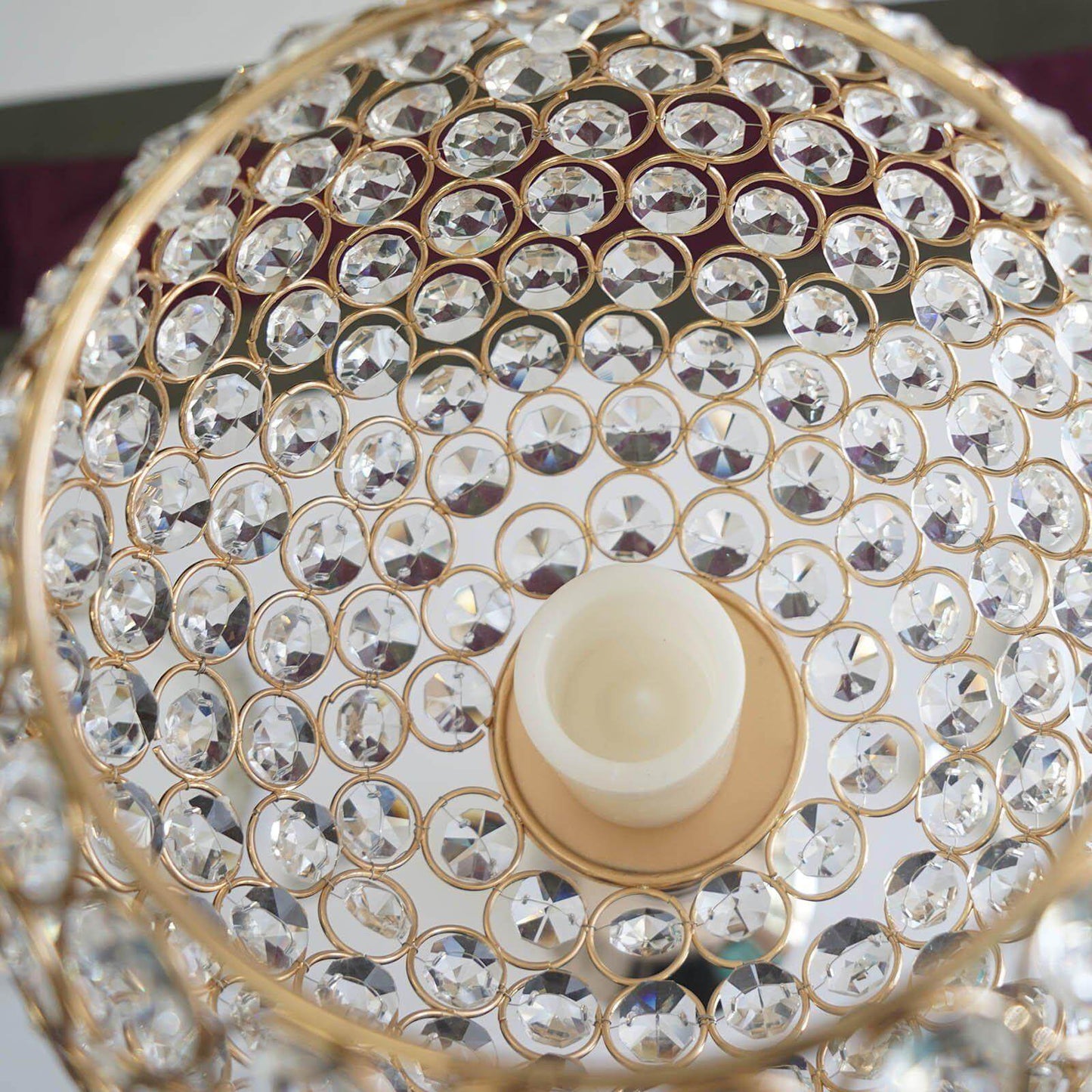 Acrylic Crystal Beaded Goblet Candle Holder Gold - Exquisite Flower Ball Centerpiece Stand for High - End Event Styling 30" - Linen Luxes