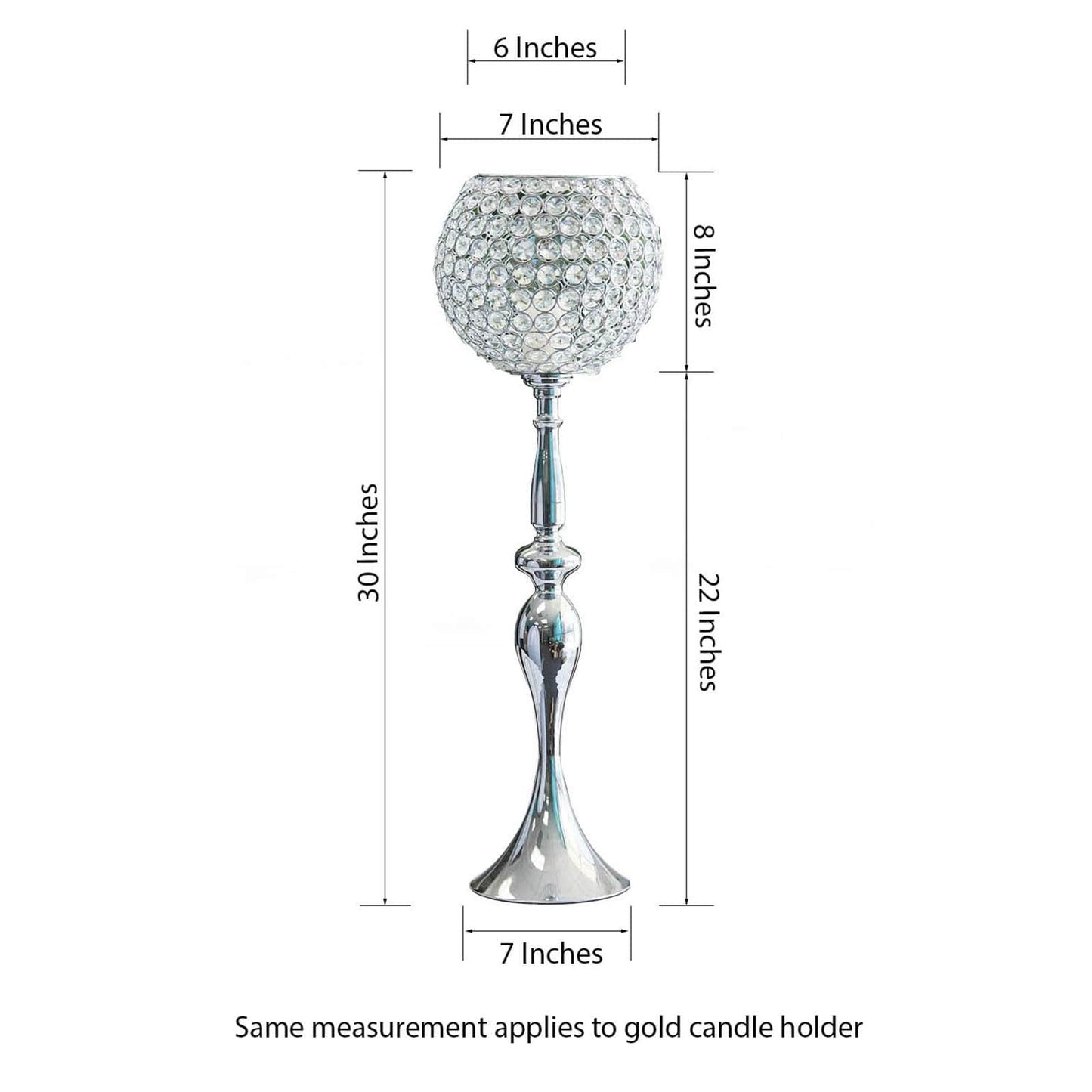 Acrylic Crystal Beaded Goblet Candle Holder Silver - Exquisite Flower Ball Centerpiece Stand for High - End Event Styling 30" - Linen Luxes
