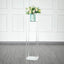 Acrylic Floor Vase Flower Stand with Square Mirror Base Clear - Decorative Wedding Column Centerpiece 32" - Linen Luxes