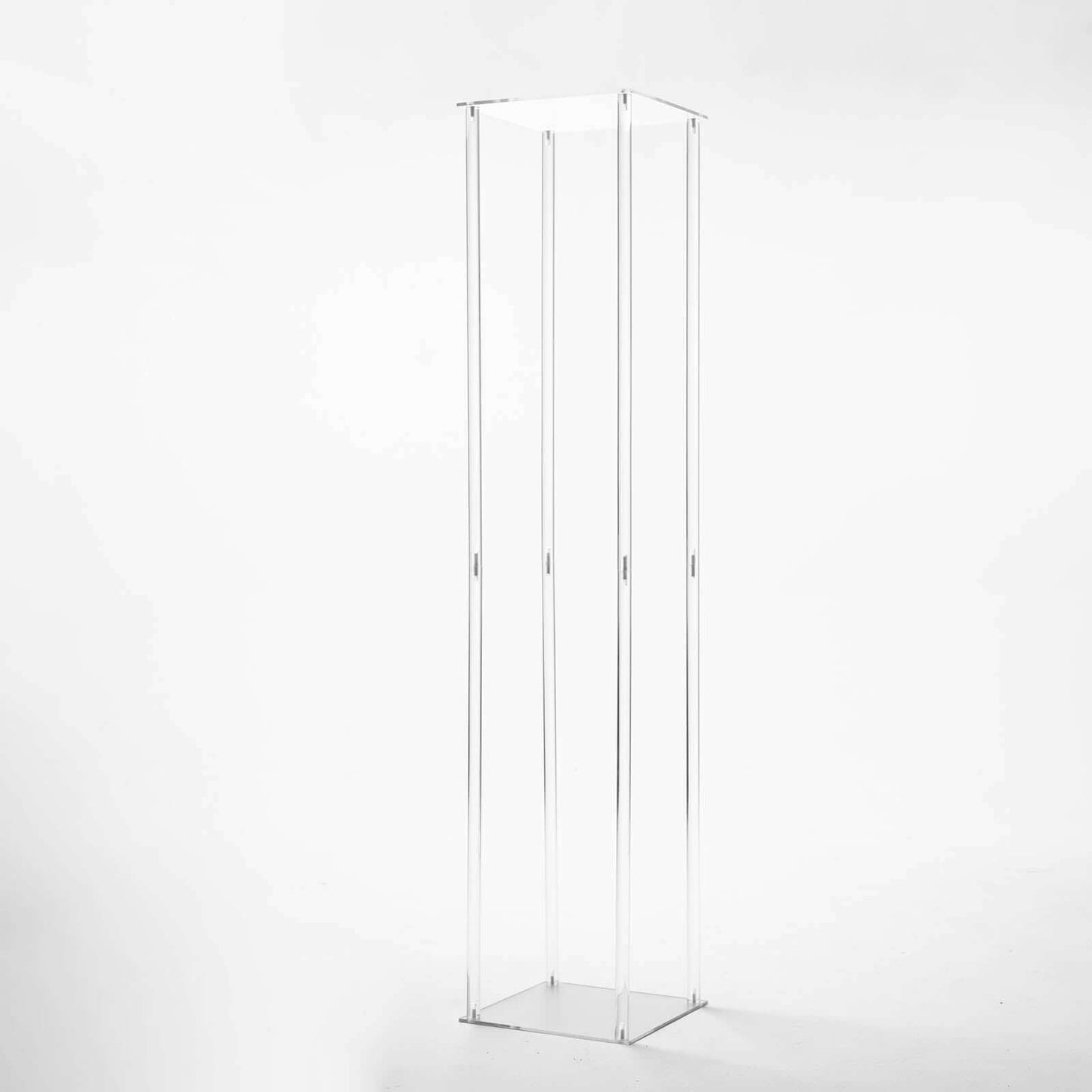 Acrylic Floor Vase Flower Stand with Square Mirror Base Clear - Decorative Wedding Column for Large Events 48" - Linen Luxes
