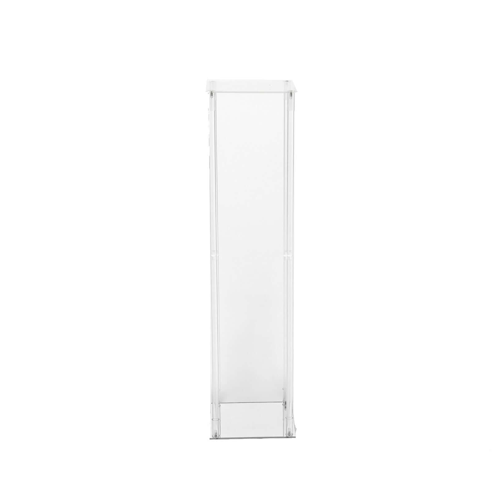 Acrylic Floor Vase Flower Stand with Square Mirror Base Clear - Durable Wedding Column Centerpiece for Events 40" - Linen Luxes