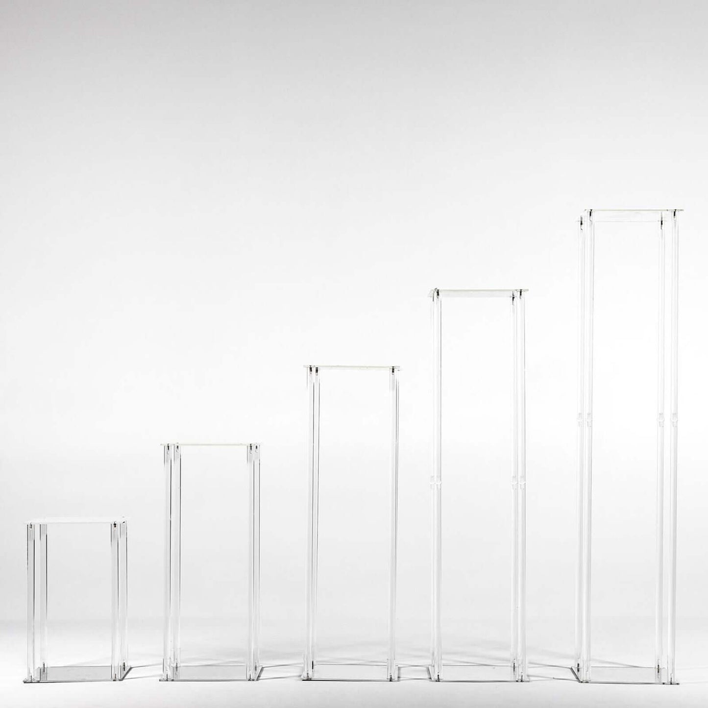 Acrylic Floor Vase Flower Stand with Square Mirror Base Clear - Durable Wedding Column Centerpiece for Events 40" - Linen Luxes