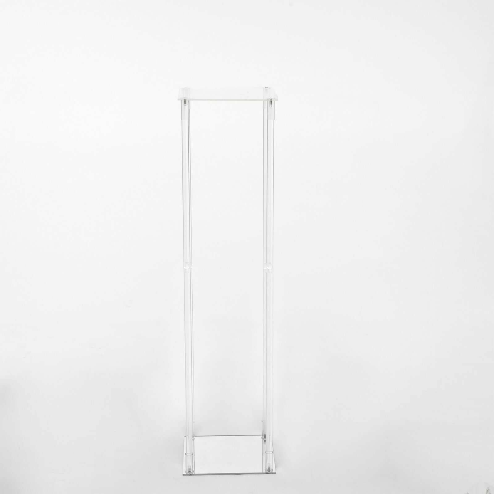 Acrylic Floor Vase Flower Stand with Square Mirror Base Clear - Durable Wedding Column Centerpiece for Events 40" - Linen Luxes