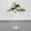 Acrylic Flower Vase Pillar Stand with Square Mirror Base Clear - Versatile Wedding Table Centerpiece 24" - Linen Luxes