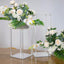 Acrylic Flower Vase Pillar Stand with Square Mirror Base Clear - Versatile Wedding Table Centerpiece 24" - Linen Luxes